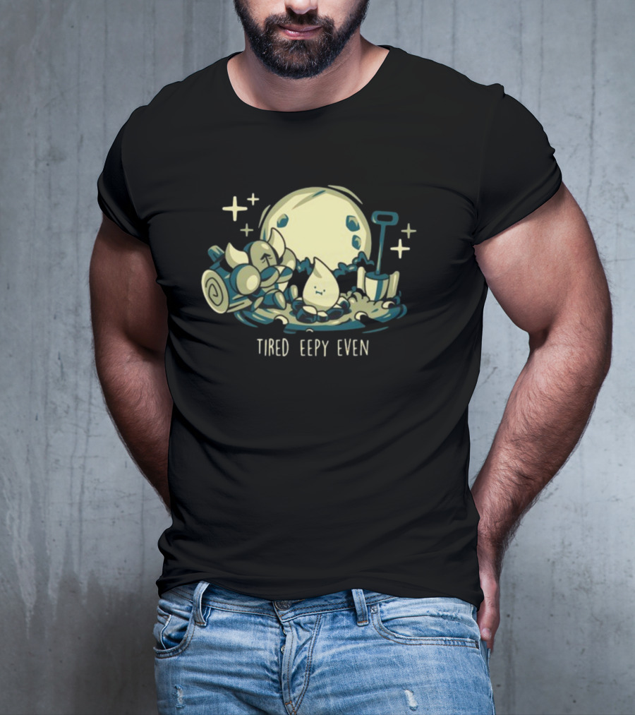 Tired Eepy Even Sleepy Characters Under Moonlit Sky T-Shirt
