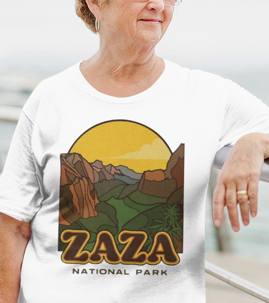 Zaza National Park Vintage Landscape With Mountains And Yellow Sunset T-Shirt