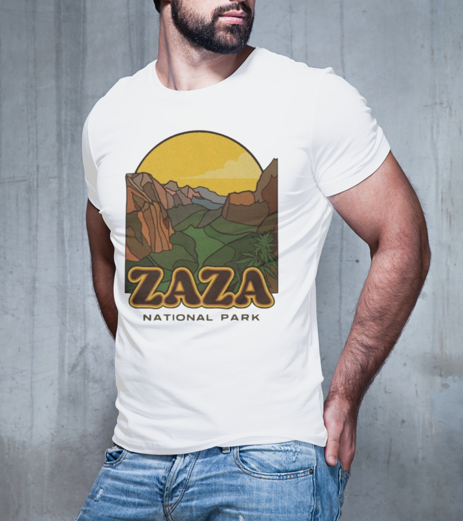 Zaza National Park Vintage Landscape With Mountains And Yellow Sunset T-Shirt