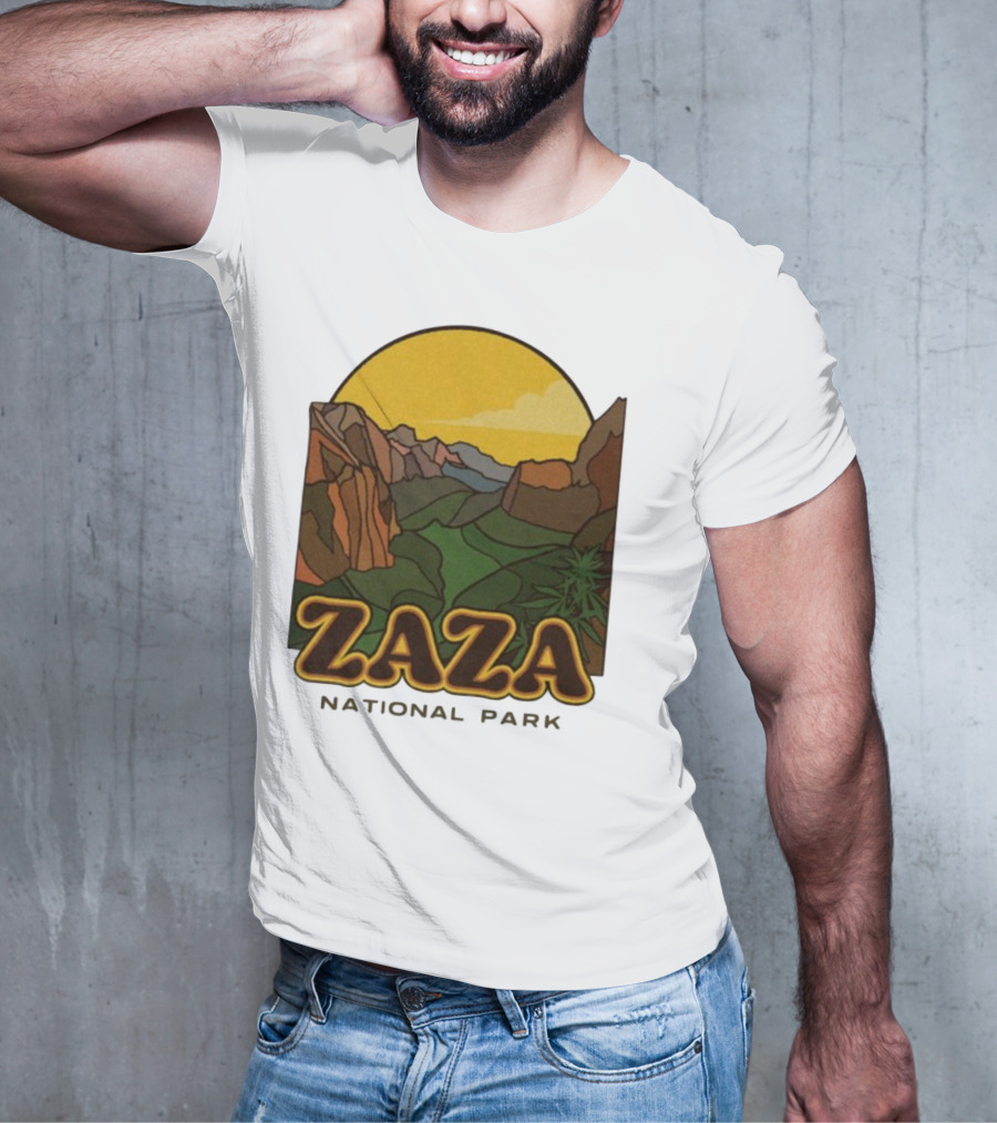 Zaza National Park Vintage Landscape With Mountains And Yellow Sunset T-Shirt