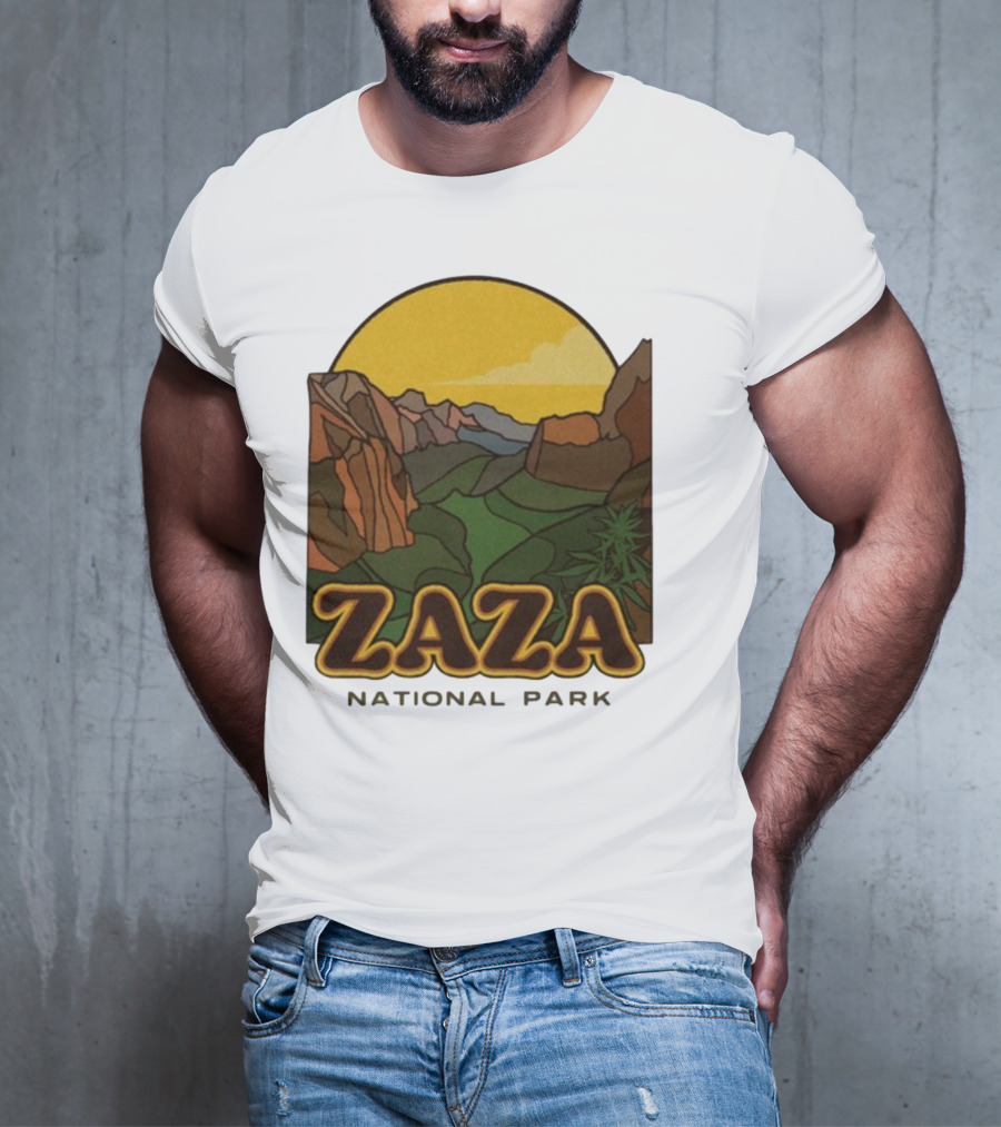 Zaza National Park Vintage Landscape With Mountains And Yellow Sunset T-Shirt
