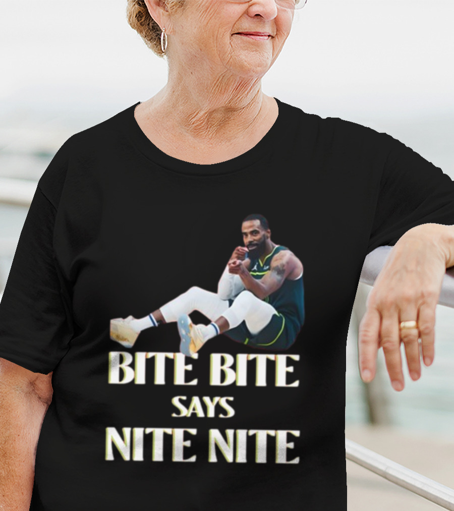 Bite Bite Says Nite Nite Basketball Player Sitting Pose T-Shirt