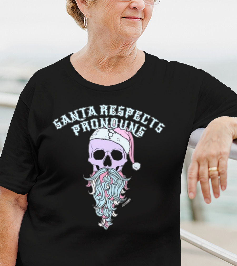Santa Respects Pronouns Pastel Skull By Abprallenuk T-Shirt