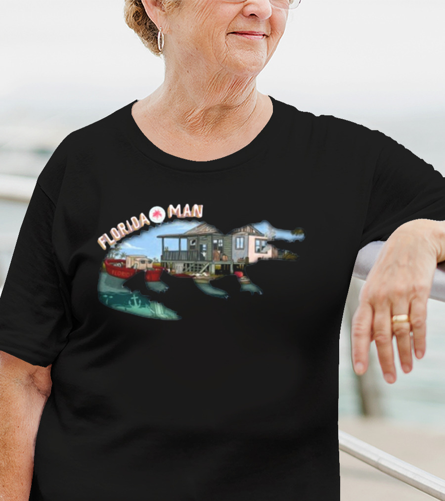 Florida Man Houseboat Adventure With Alligator And Boat T-Shirt