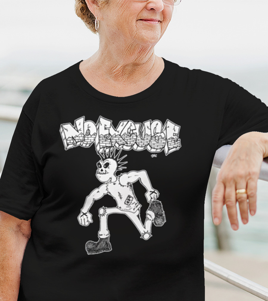 No Excuse Punk Skeleton In Graffiti T-Shirt