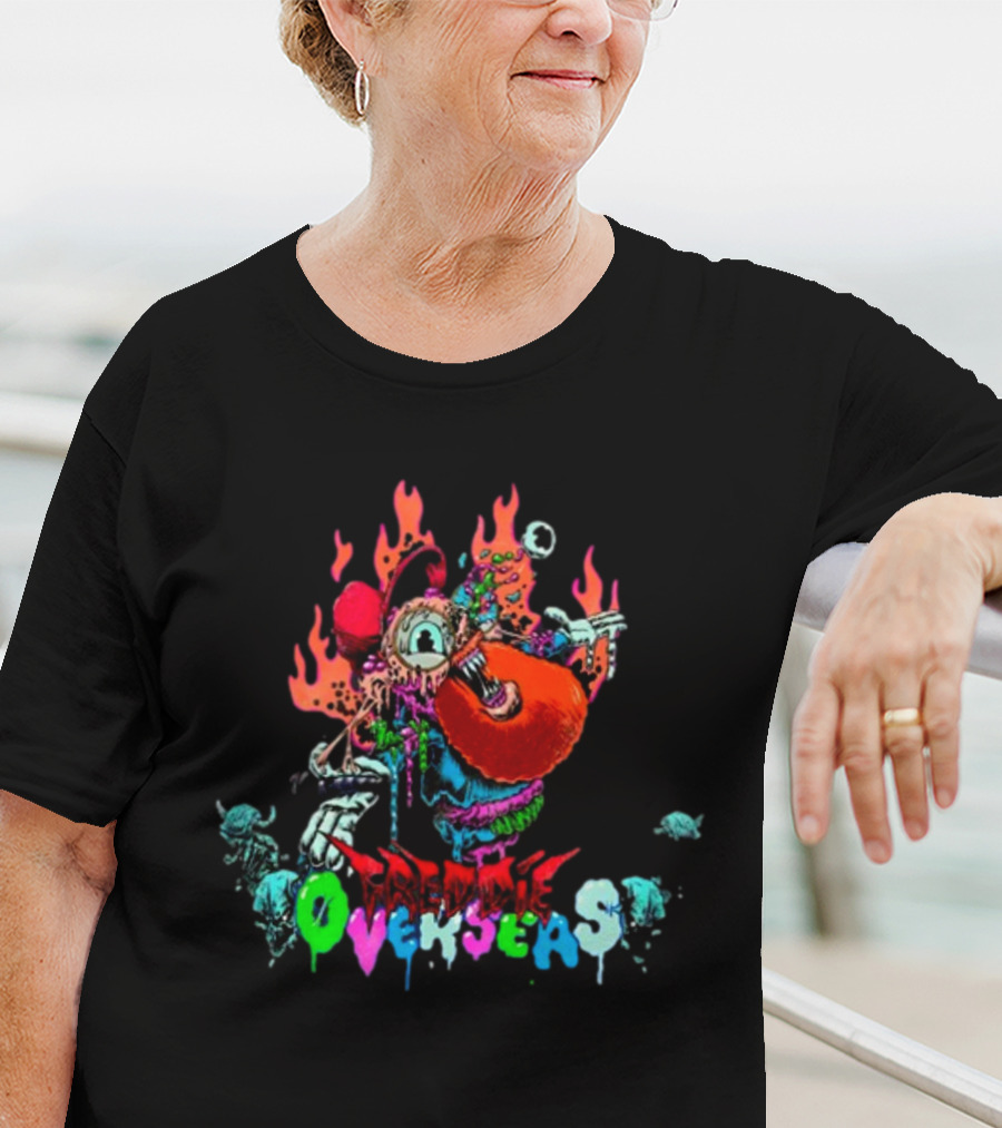 Freddie Overseas Onlepine Psychedelic Cartoon Creature With Flames T-Shirt