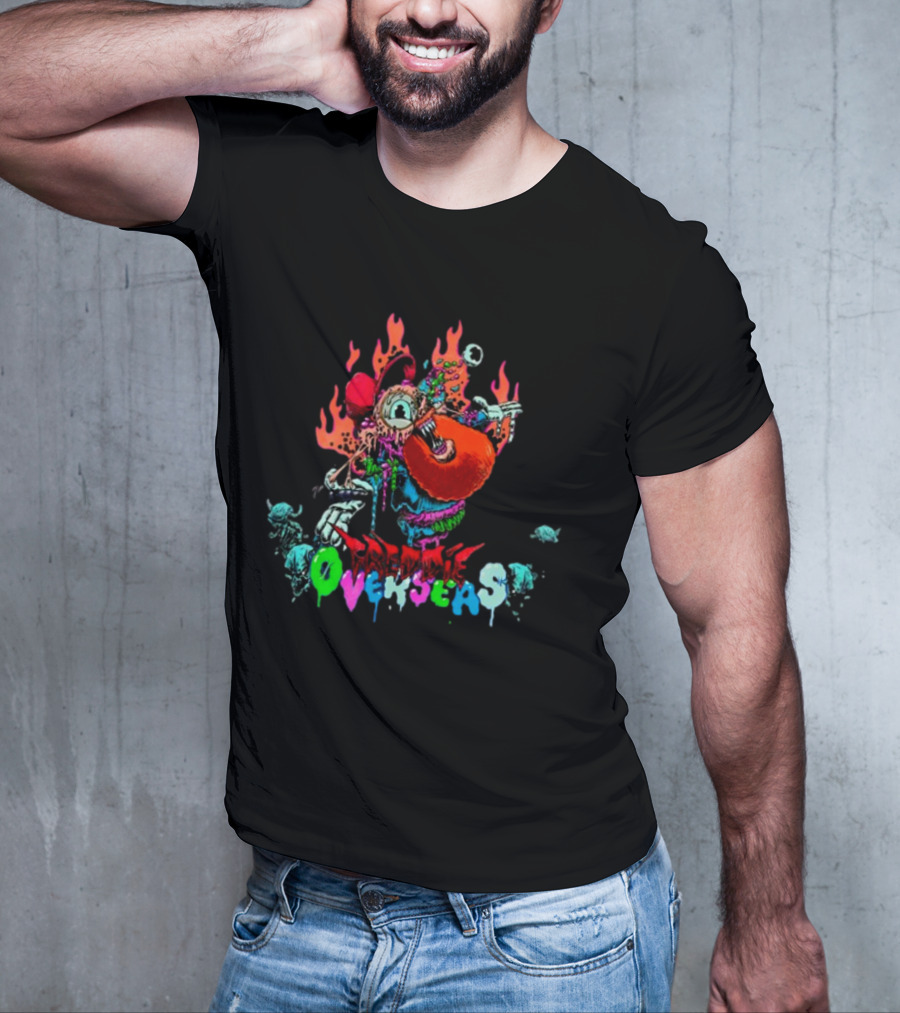 Freddie Overseas Onlepine Psychedelic Cartoon Creature With Flames T-Shirt