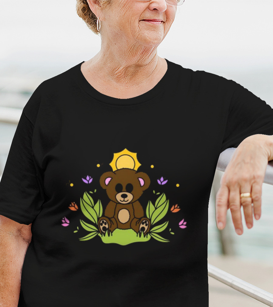 Take It Easy On Yourself Themindfulbutterflyy Bear With Flowers And Sunburst T-Shirt