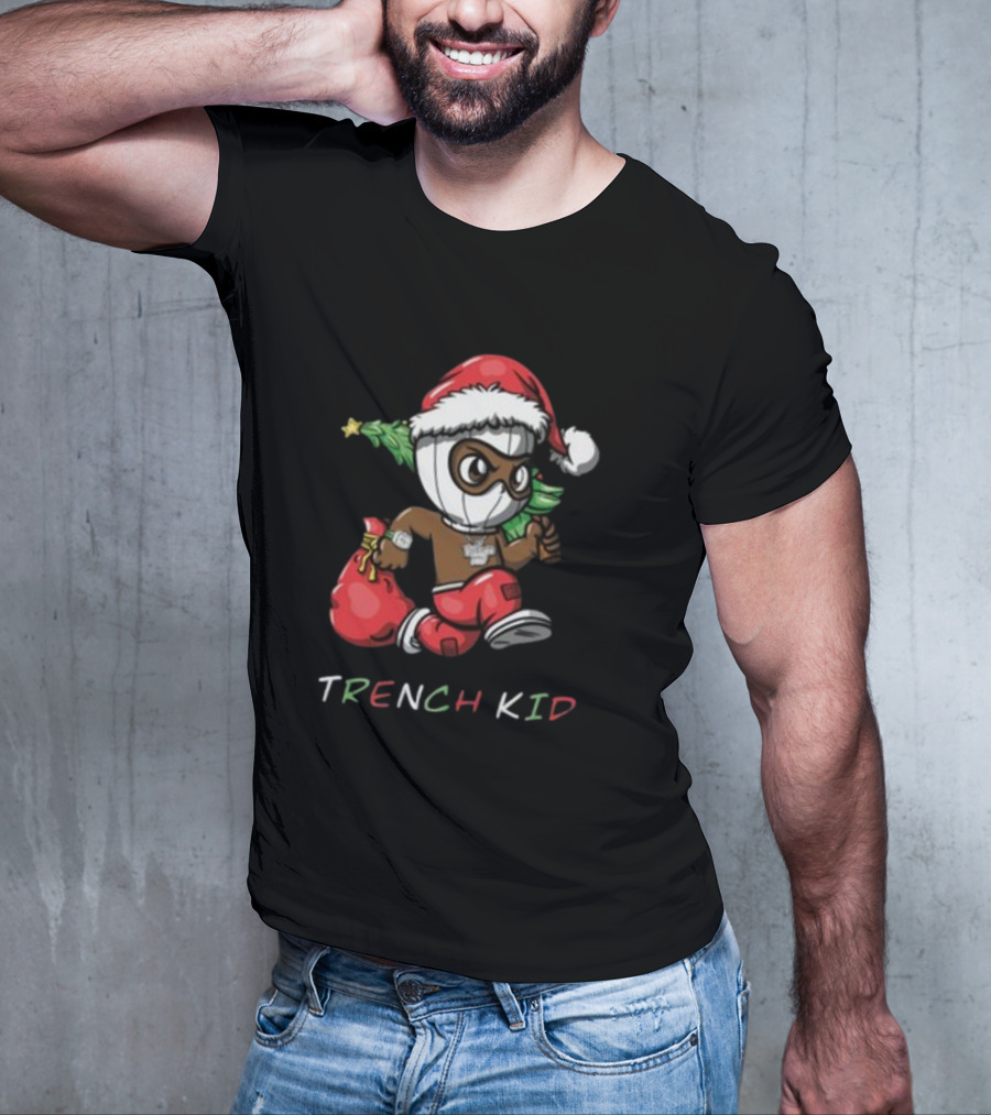 Exclusive Lil Tjay Trench Kid Christmas Santa Costume Running Tree T-Shirt