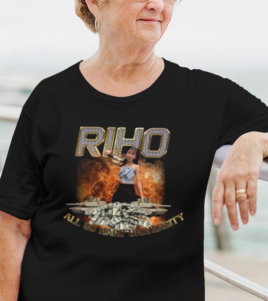 RIHO 941Zeke Ball So Hard University Dollar Bills Fire Background T-Shirt