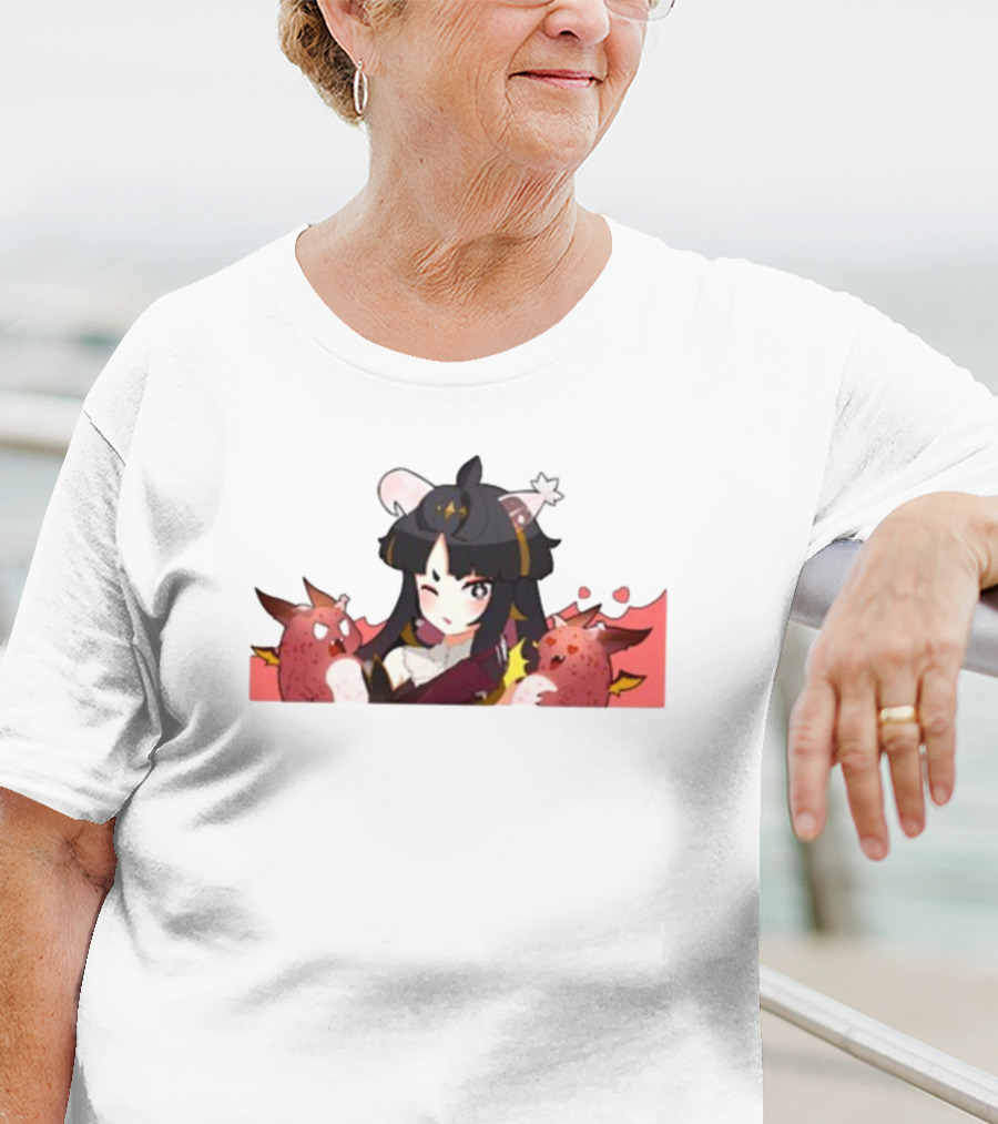 Vreverie Rana Ianna Winking Girl With Red Creatures T-Shirt