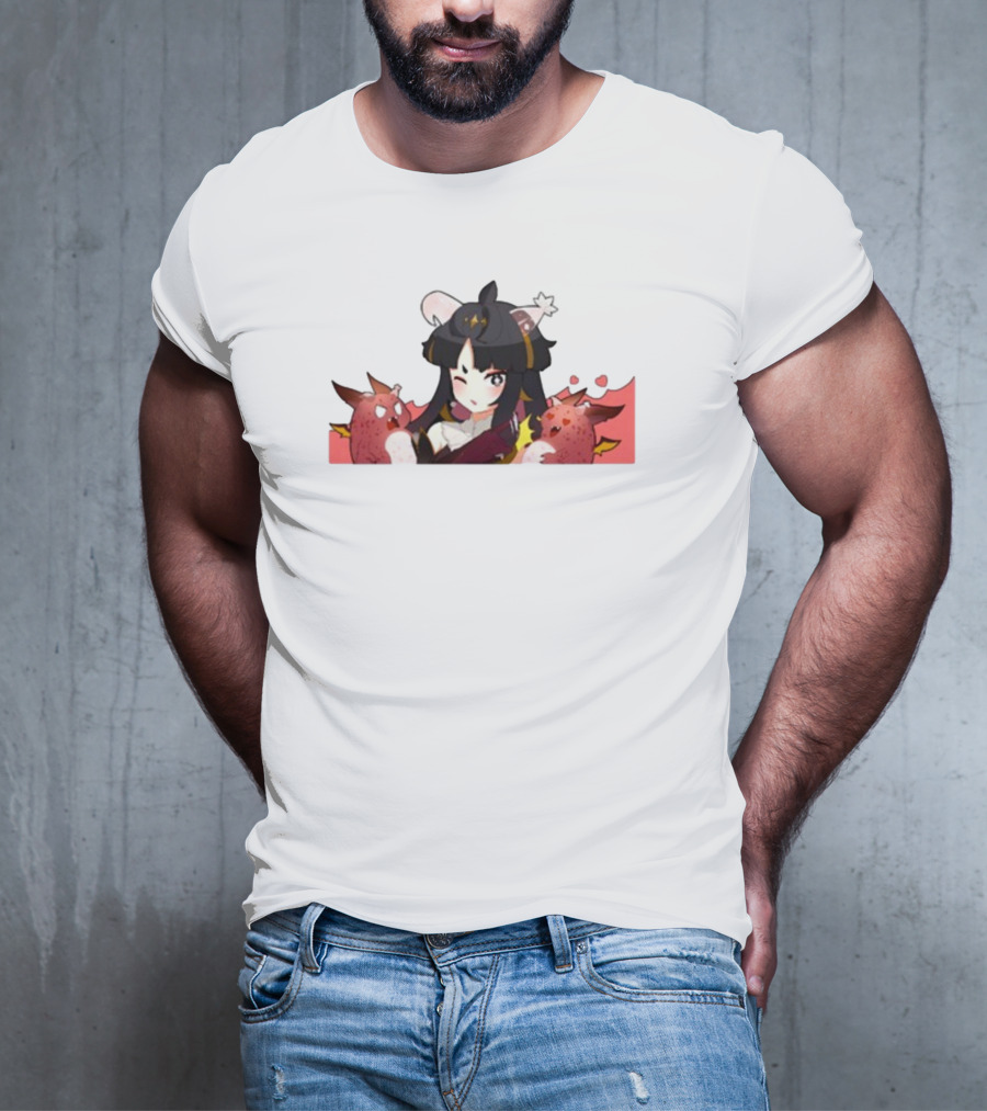 Vreverie Rana Ianna Winking Girl With Red Creatures T-Shirt