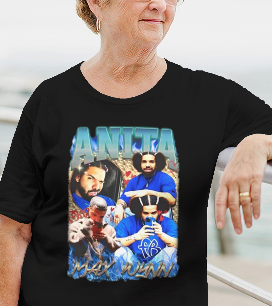 Anita Max Wynn Goofy Garms Blue Photography Collage T-Shirt