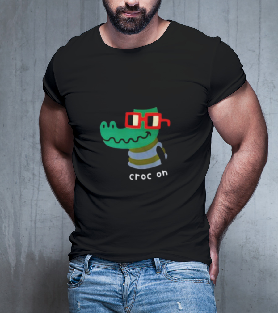 Jarmen43 Croc On Alligator With Red Glasses And Black Hat T-Shirt