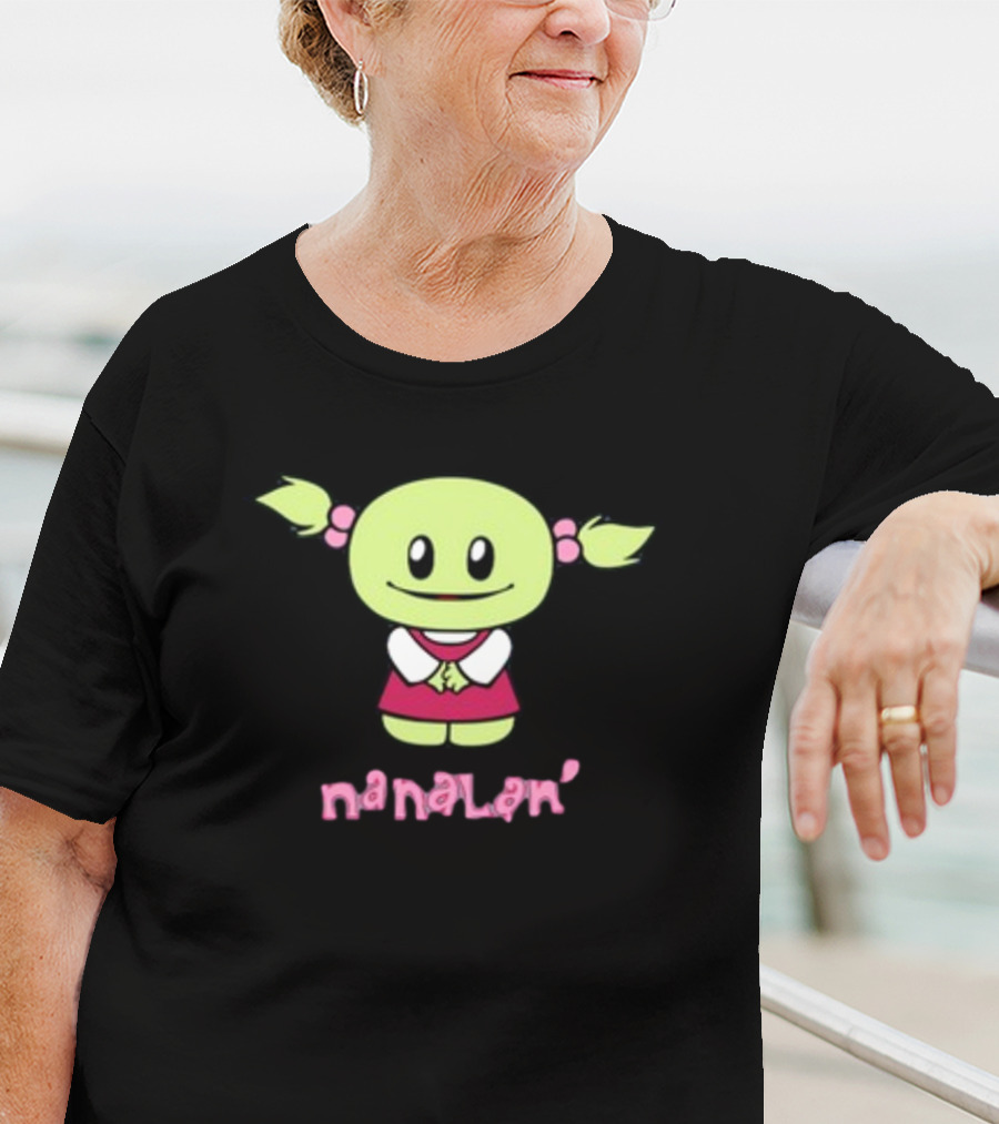 Retrokid YTV Nanalan Mona Cute Green Character With Pigtails And Pink T-Shirt