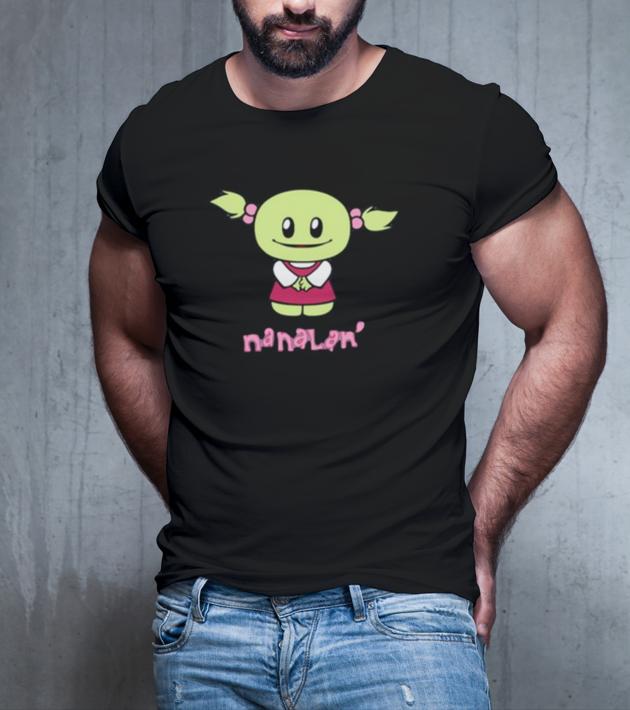 Retrokid YTV Nanalan Mona Cute Green Character With Pigtails And Pink T-Shirt