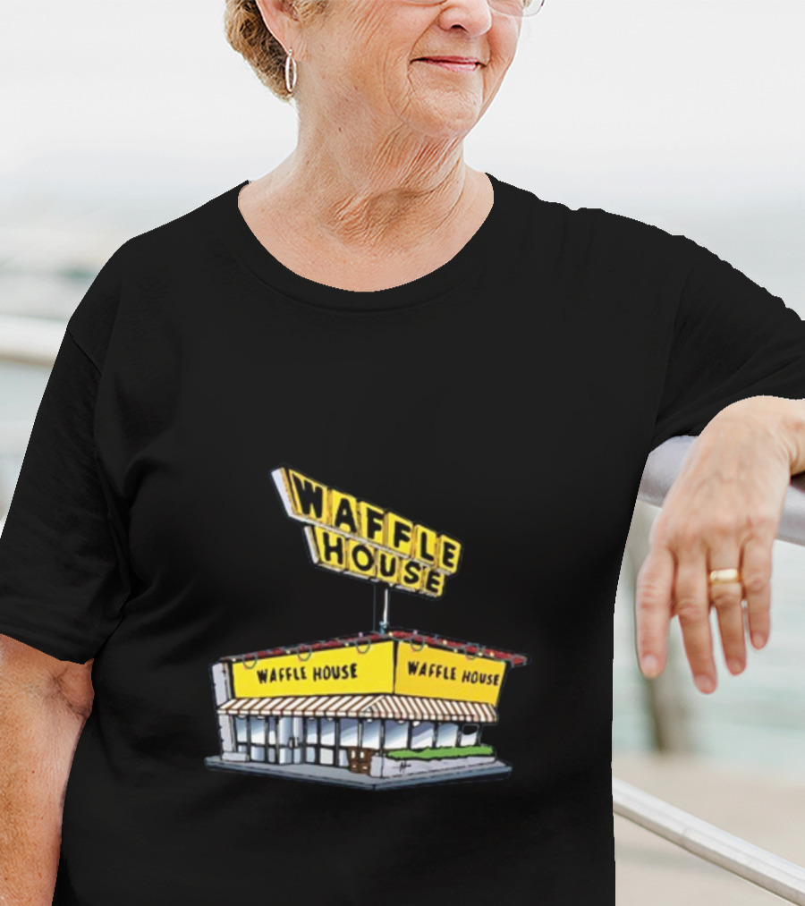 Waffle House Blue Christmas Storefront Signage T-Shirt