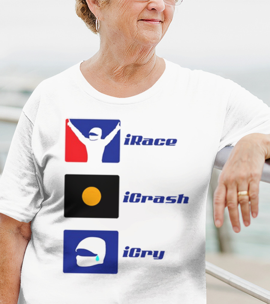 Basic Ollie IRace ICrash ICry Racing Icons And Emojis T-Shirt