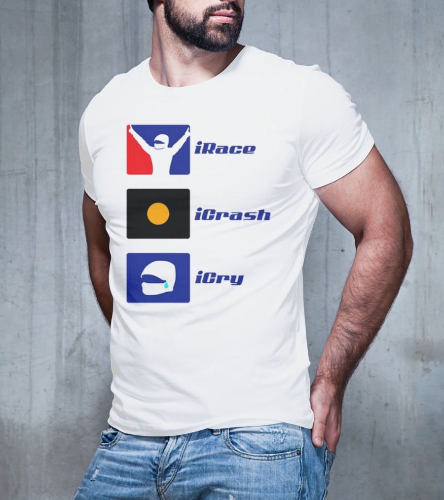 Basic Ollie IRace ICrash ICry Racing Icons And Emojis T-Shirt
