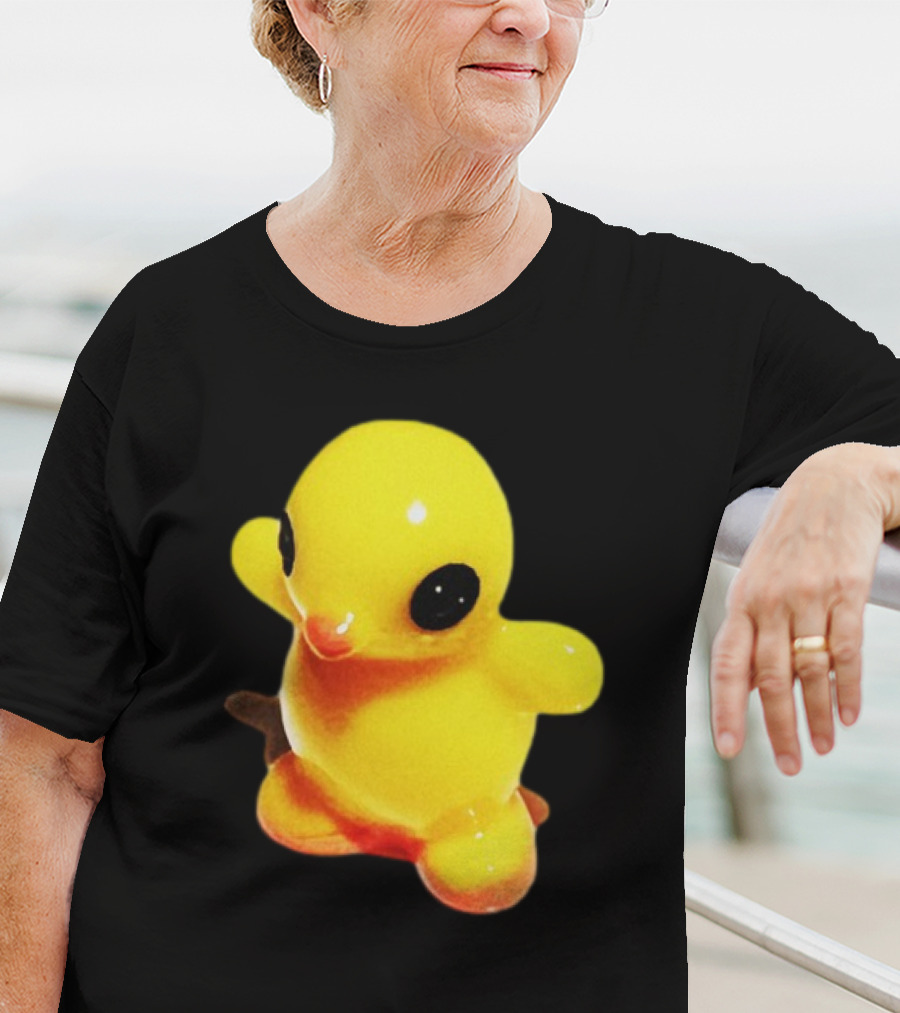 Fleshwater Plastic Duck Yellow Figurine With Black Eyes T-Shirt
