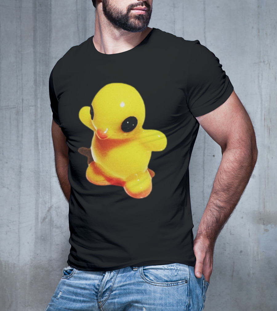 Fleshwater Plastic Duck Yellow Figurine With Black Eyes T-Shirt