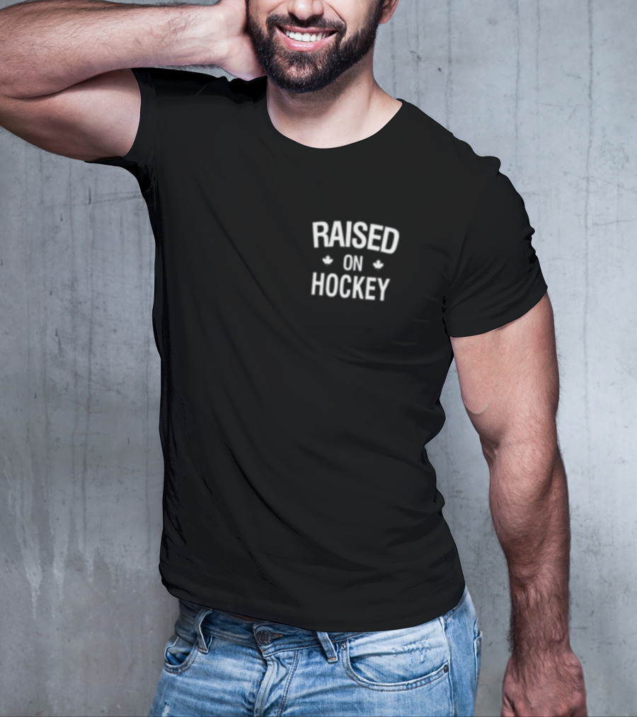 Raised On Hockey With Maple Leaf Icons T-Shirt