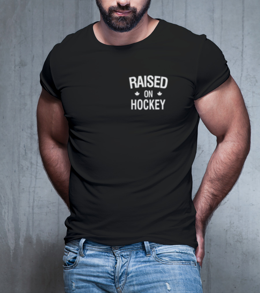 Raised On Hockey With Maple Leaf Icons T-Shirt