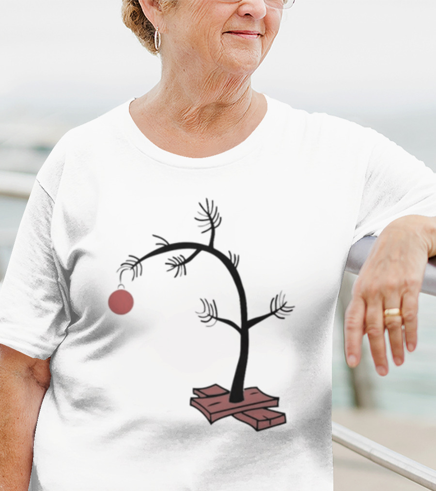 Sad Little Christmas Tree With Single Red T-Shirt