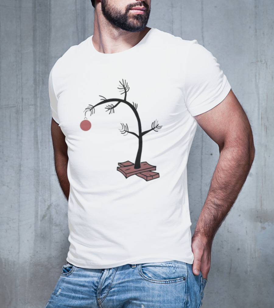 Sad Little Christmas Tree With Single Red T-Shirt