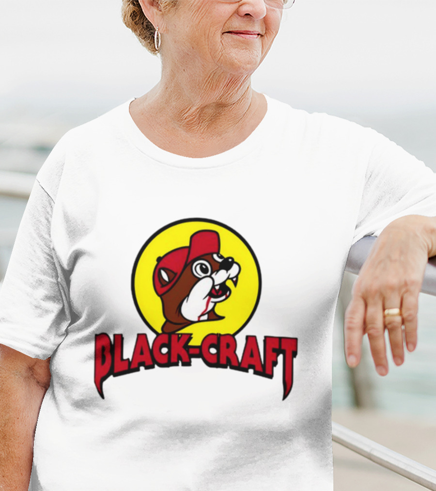 Black Craft Bucees Softstyle V-Neck Texan Mascot T-Shirt