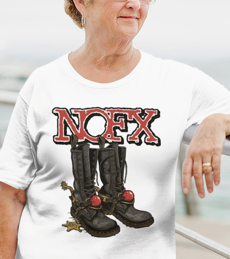 NOFX Punk Boots With Chains And Red Orbs T-Shirt