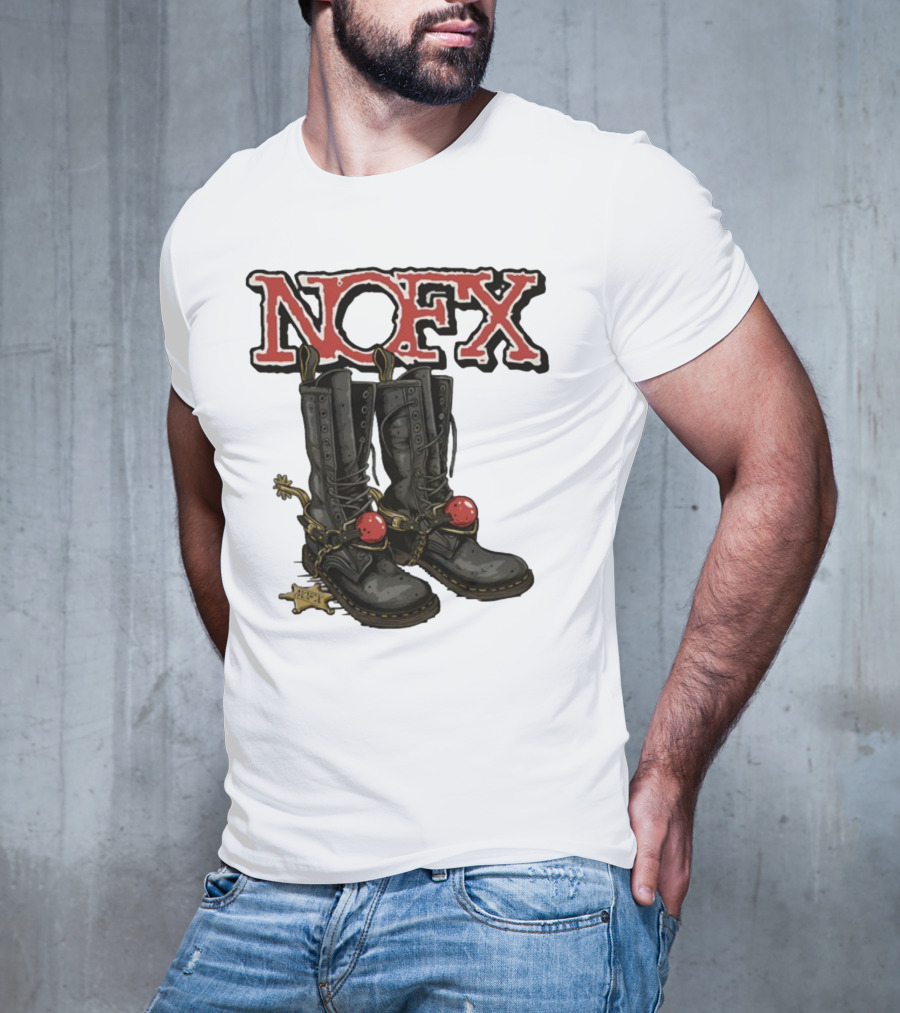 NOFX Punk Boots With Chains And Red Orbs T-Shirt