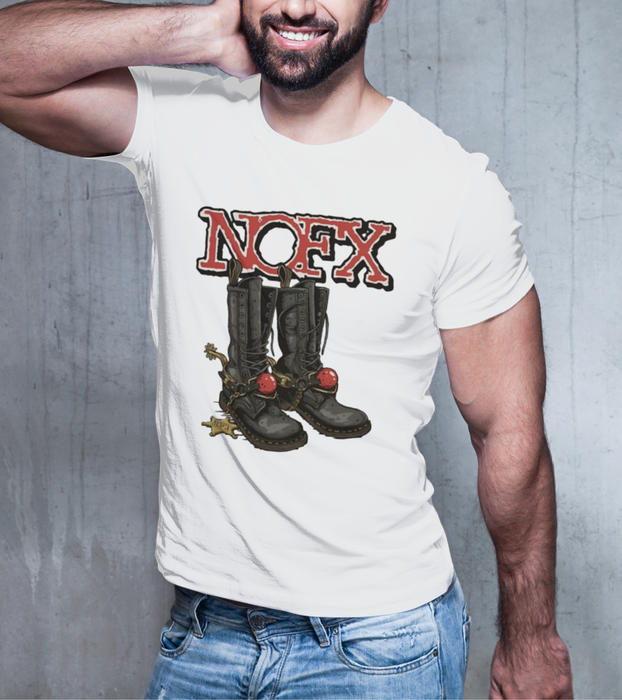 NOFX Punk Boots With Chains And Red Orbs T-Shirt