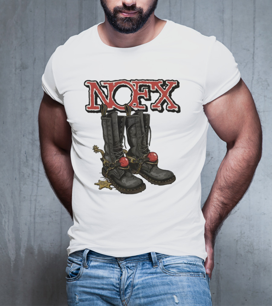 NOFX Punk Boots With Chains And Red Orbs T-Shirt
