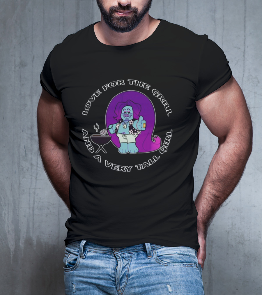 Love For The Grill And A Very Tall Girl Ovisghost BBQ T-Shirt