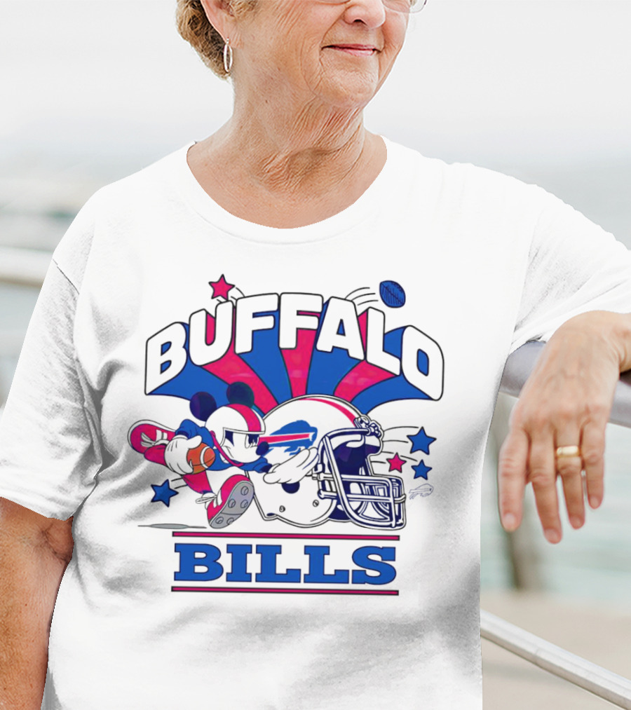 Buffalo Bills Football Mickey Mouse Tackle Starburst T-Shirt
