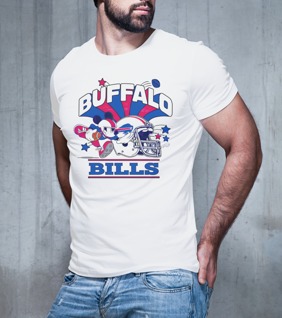 Buffalo Bills Football Mickey Mouse Tackle Starburst T-Shirt