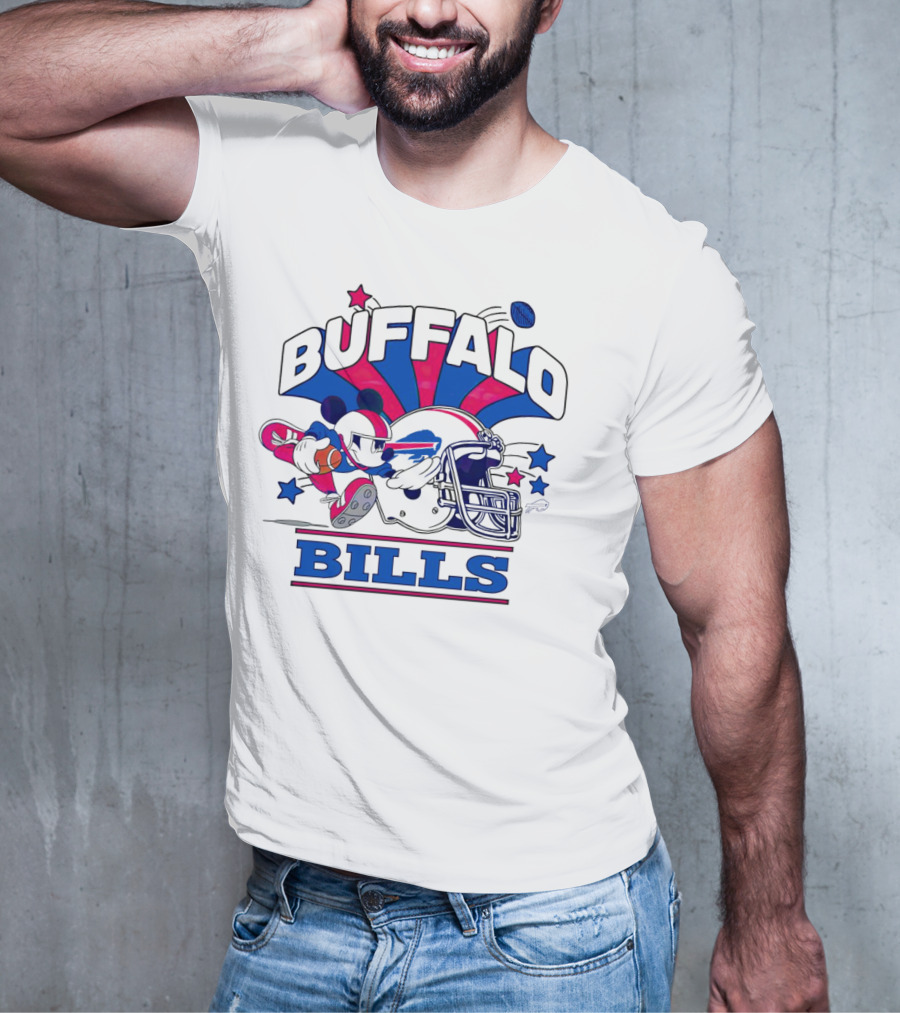Buffalo Bills Football Mickey Mouse Tackle Starburst T-Shirt