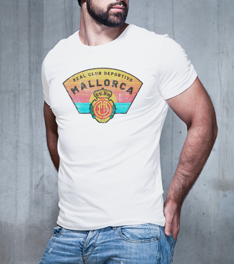 Real Club Deportivo Mallorca Vintage Logo Retro Stripes T-Shirt