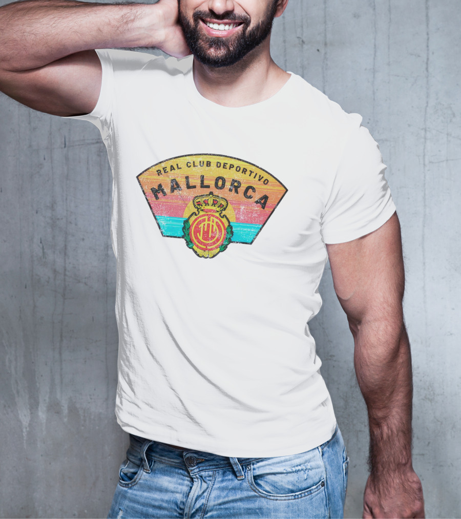 Real Club Deportivo Mallorca Vintage Logo Retro Stripes T-Shirt