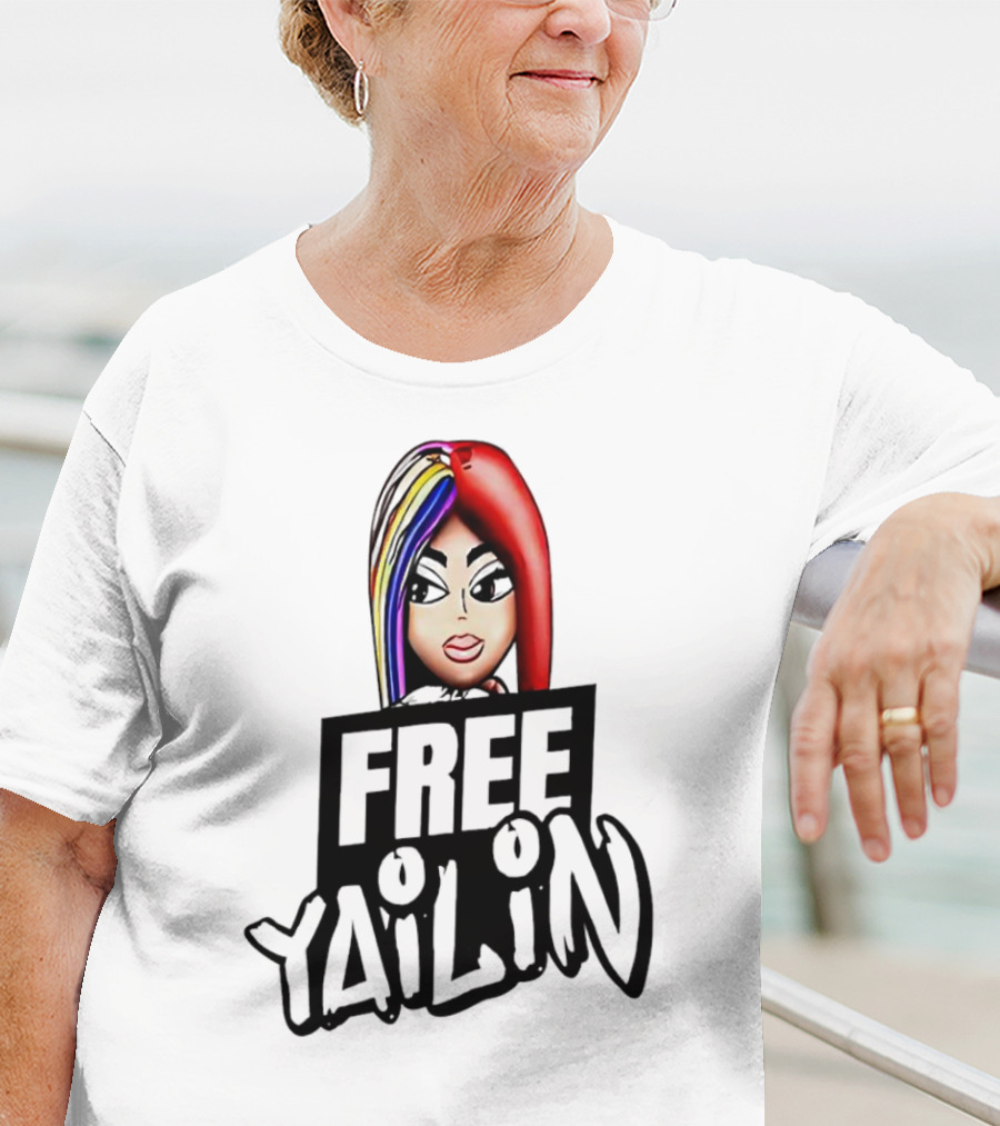 Free Yailin Colorful Hair Cartoon T-Shirt