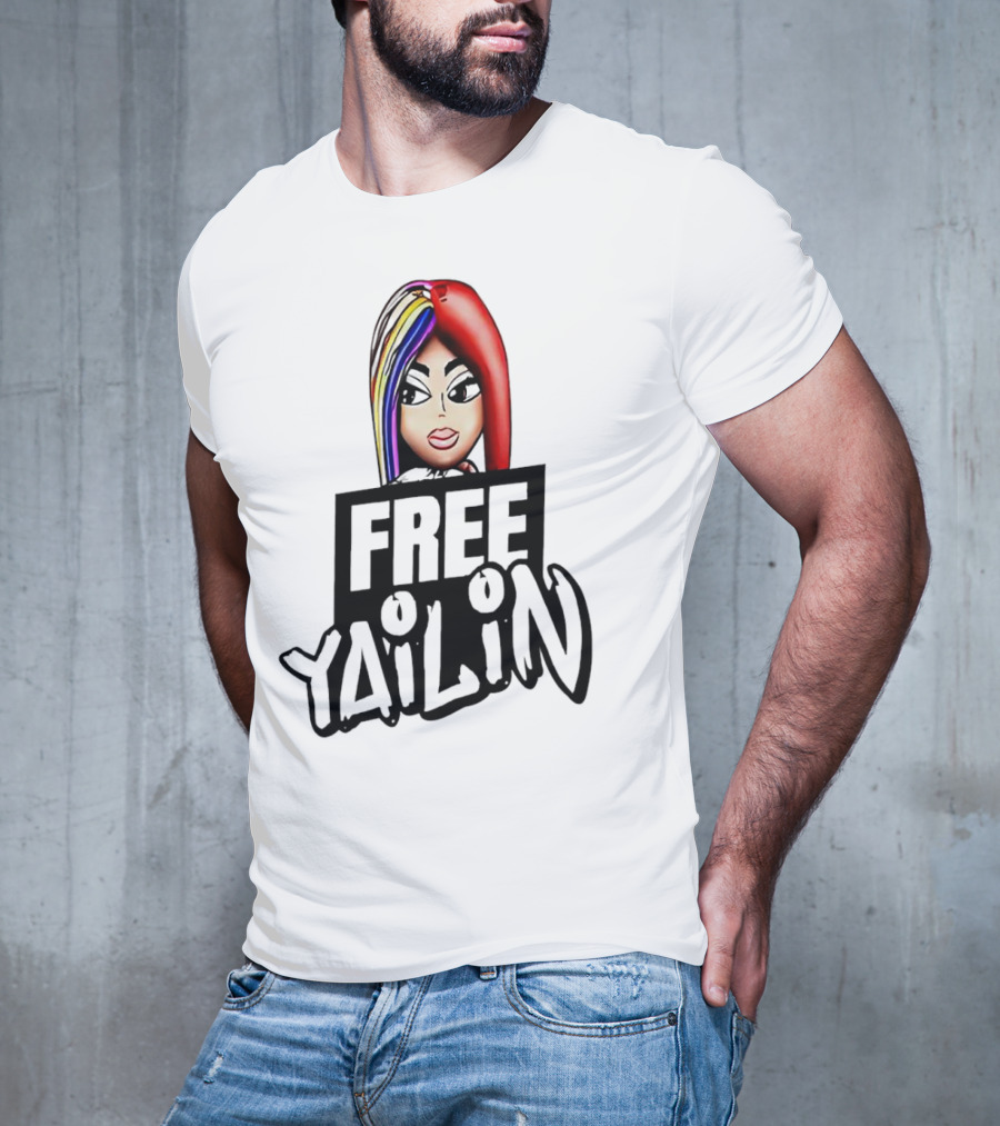 Free Yailin Colorful Hair Cartoon T-Shirt