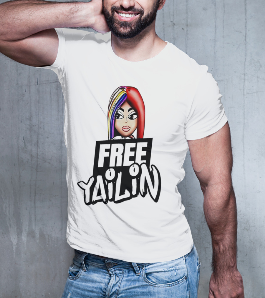 Free Yailin Colorful Hair Cartoon T-Shirt