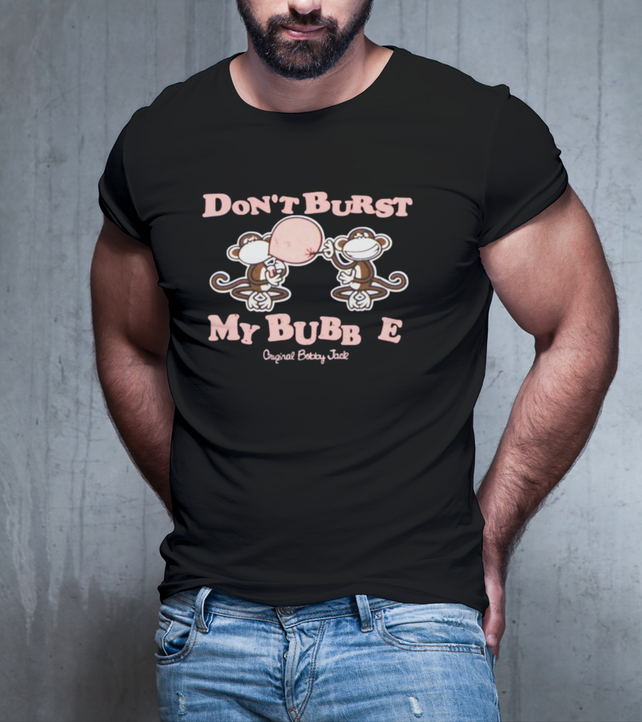 Original Bobby Jack Don't Burst My Bubble Pink Balloon Monkeys T-Shirt