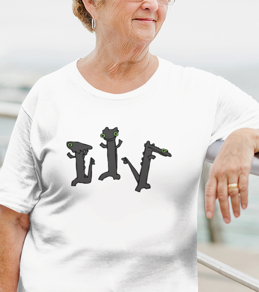 Sharkrobot Dancing Meme Dragons With Green Eyed Expressions T-Shirt