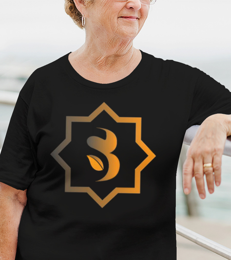 Sidrabank Golden Emblem With Leaf Icon In Star Frame T-Shirt