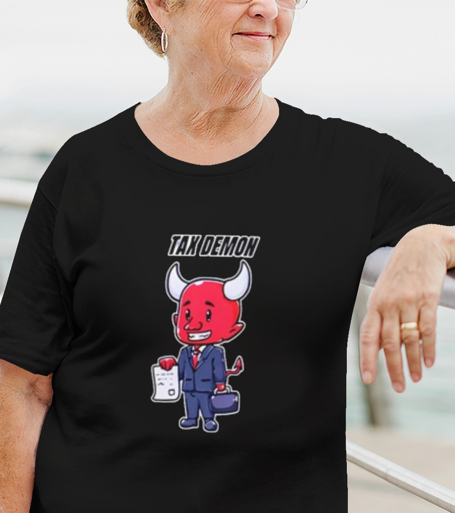 Cold Ones Tax Demon Suit Holding Document T-Shirt