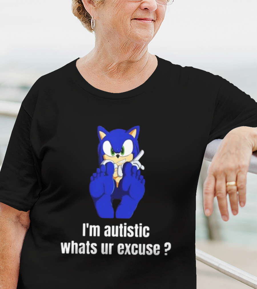 I'm Autistic Whats Ur Excuse Blue Cartoon Character Sitting T-Shirt