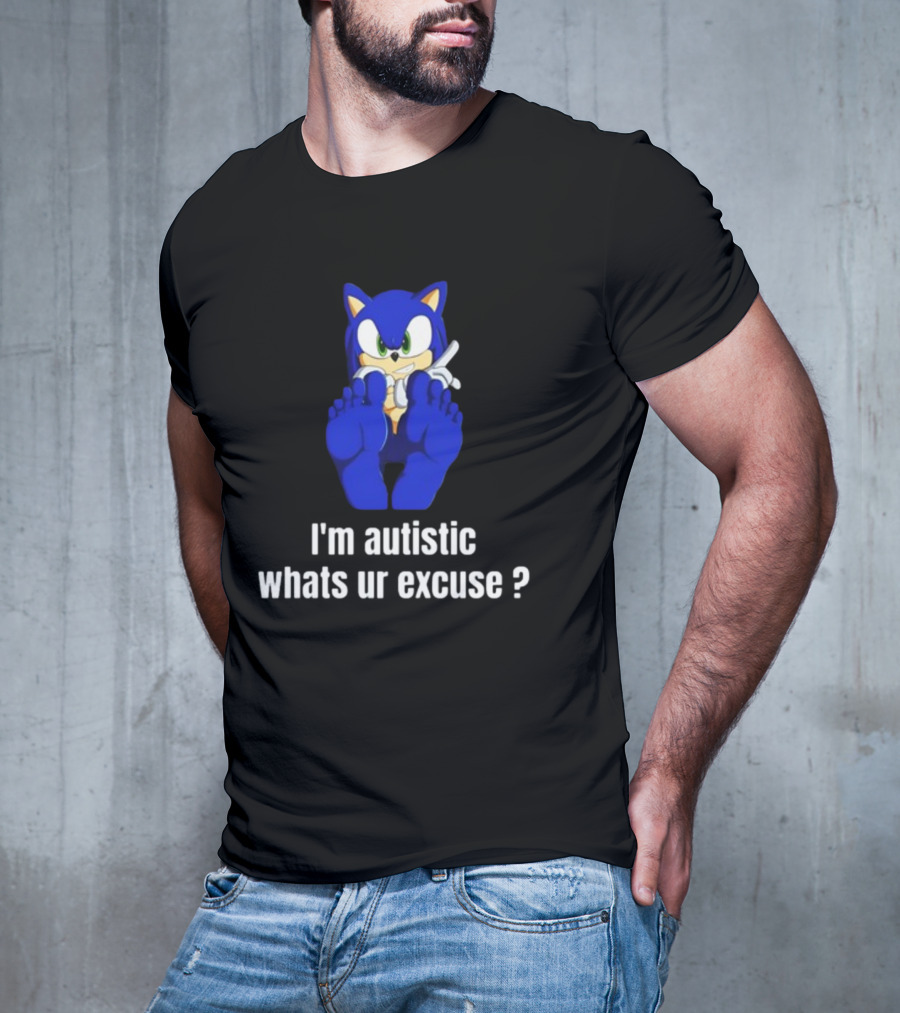 I'm Autistic Whats Ur Excuse Blue Cartoon Character Sitting T-Shirt