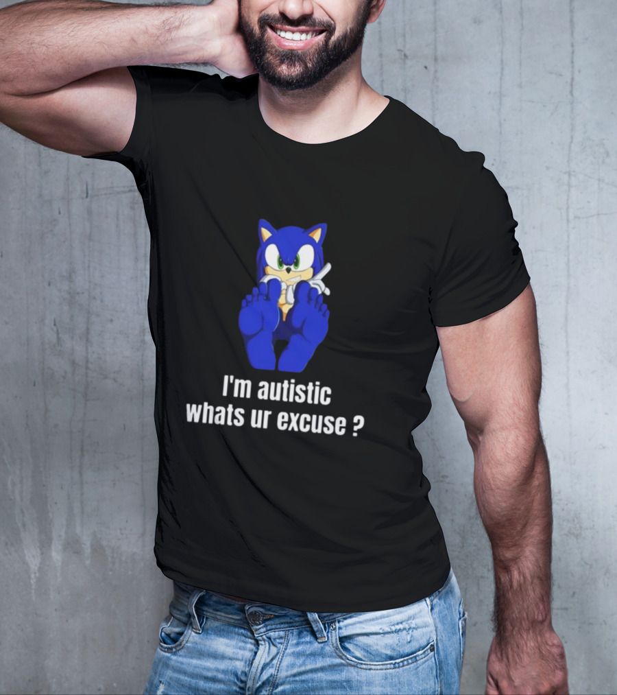 I'm Autistic Whats Ur Excuse Blue Cartoon Character Sitting T-Shirt